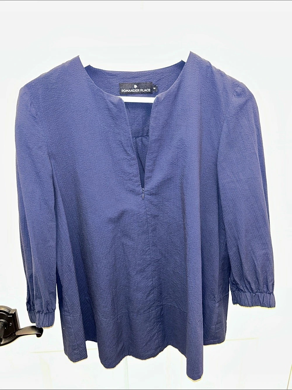 Pomander Place Cotton Blouse in Blue Size Medium Like New